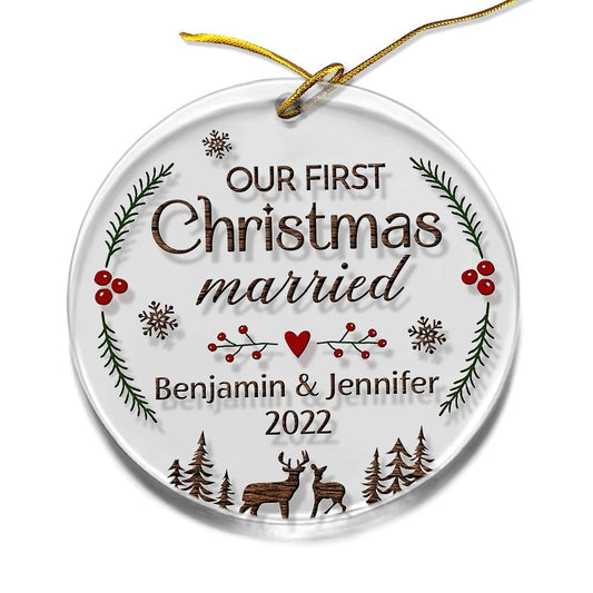 Personalized Acrylic First Xmas Ornament Married Couple
