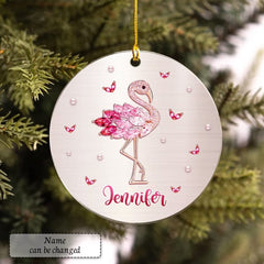 Personalized Acrylic Flamingo Ornament Jewelry Drawing Style