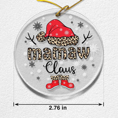 Personalized Acrylic Grandma Claus Ornament Leopard Pattern