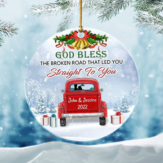 Personalized Acrylic Married Couple Red Truck Ornament