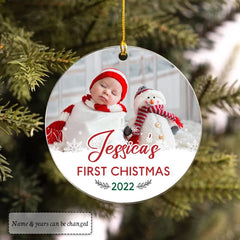 Personalized Acrylic Ornament Baby's Girl First Christmas
