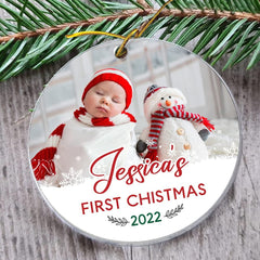 Personalized Acrylic Ornament Baby's Girl First Christmas