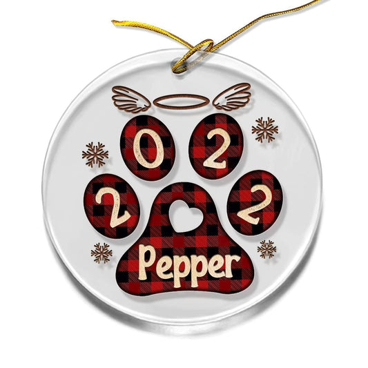 Personalized Acrylic Ornament Dog Memorial Pawprint