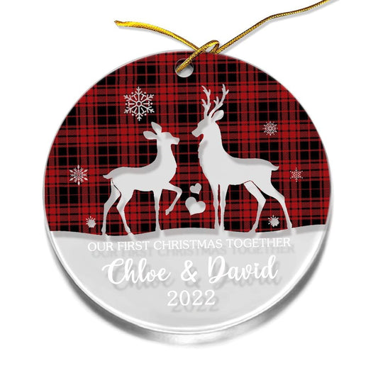 Personalized Acrylic Ornament First Xmas Couple With Reindeer