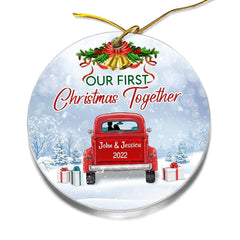 Personalized Acrylic Ornament First Xmas Together Red Truck