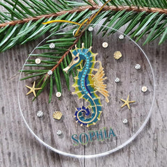 Personalized Acrylic Seahorse Ornament Jewelry Style