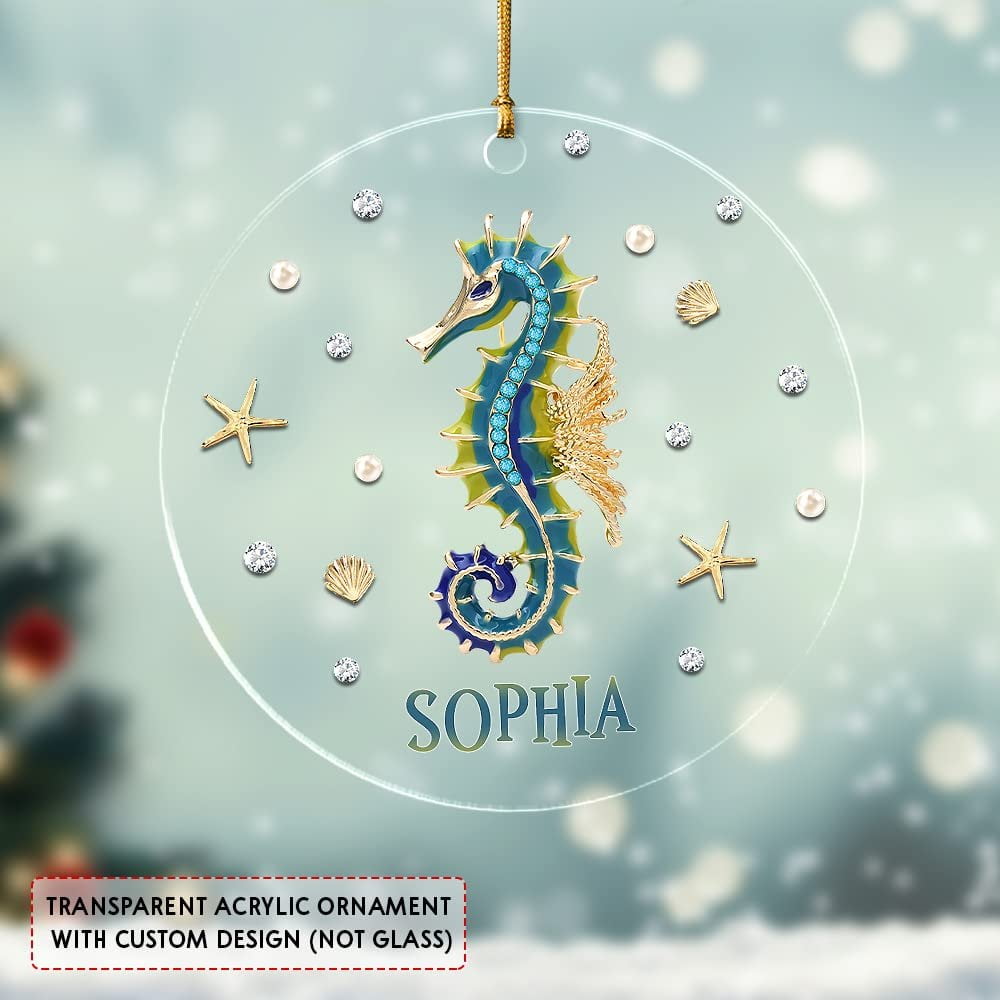Personalized Acrylic Seahorse Ornament Jewelry Style