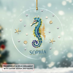Personalized Acrylic Seahorse Ornament Jewelry Style