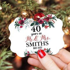 Personalized Aluminum 40th Anniversary Ornament As Mr Mrs