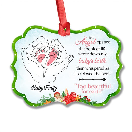 Personalized Aluminum Angel Ornament Too Beautiful for Earth