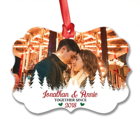 Personalized Aluminum Couple Photo Ornament Together Since