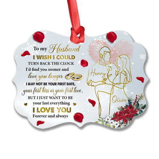 Personalized Aluminum Couple Rings Ornament To Husband
