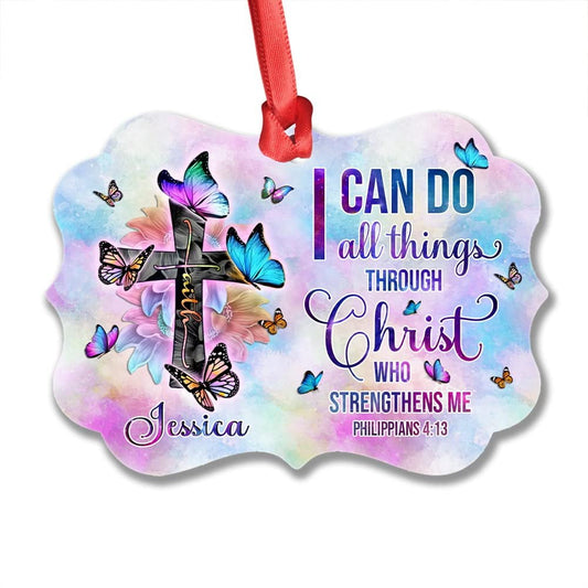 Personalized Aluminum Cross Ornament Faith Cross Butterfly