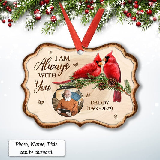 Personalized Aluminum Daddy Memorial Ornament Red Cardinal