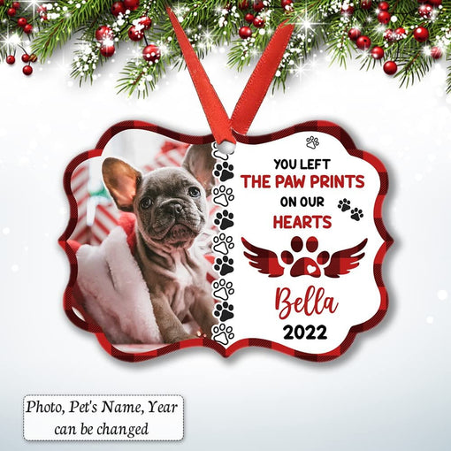 Personalized Aluminum Dog Memorial Ornament Paw Print