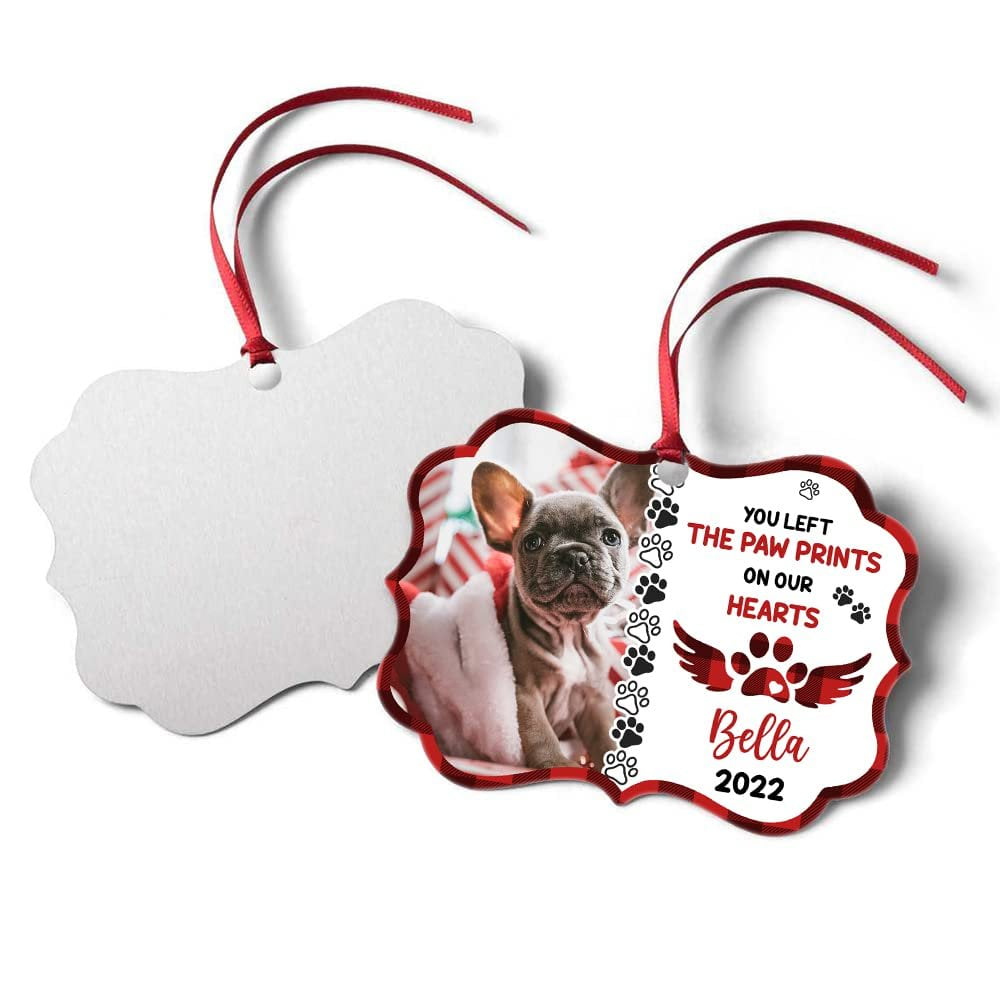 Personalized Aluminum Dog Memorial Ornament Paw Print