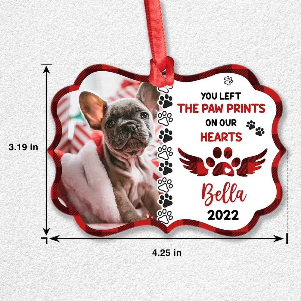 Personalized Aluminum Dog Memorial Ornament Paw Print