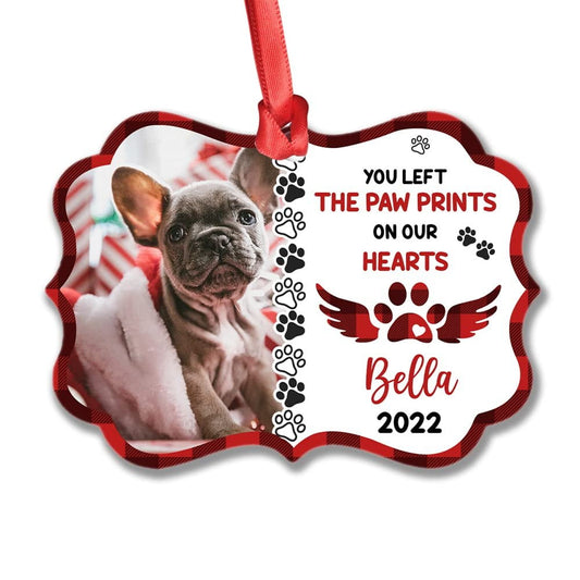 Personalized Aluminum Dog Memorial Ornament Paw Print
