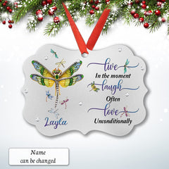 Personalized Aluminum Dragonfly Ornament Live Laugh Love