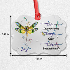 Personalized Aluminum Dragonfly Ornament Live Laugh Love