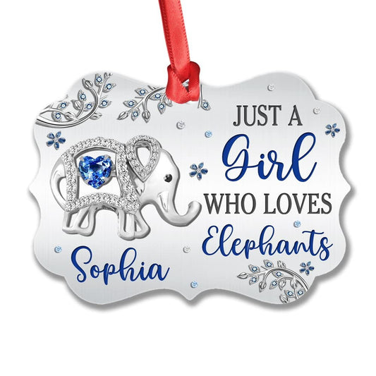 Personalized Aluminum Elephant Ornament Love Elephants