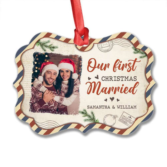 Personalized Aluminum First Christmas Married Ornament