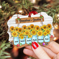 Personalized Aluminum Grandma Ornament Garden Sunflowers
