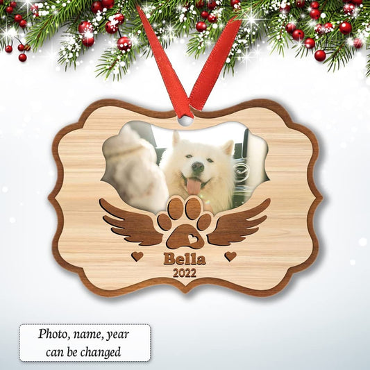 Personalized Aluminum Memorial Dog Ornament Wooden Style