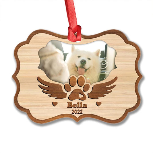 Personalized Aluminum Memorial Dog Ornament Wooden Style