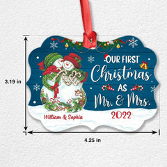 Personalized Aluminum Ornament First Christmas Married