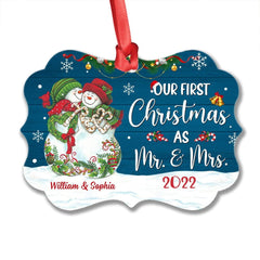 Personalized Aluminum Ornament First Christmas Married