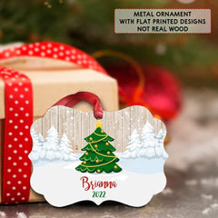 Personalized Aluminum Ornament Green Christmas Tree