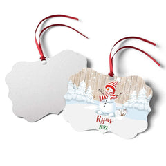 Personalized Aluminum Ornament Snowman Christmas