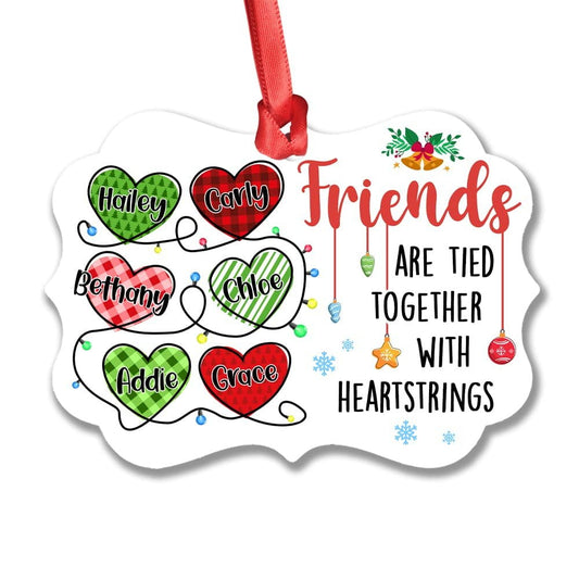 Personalized Aluminum Sister Hearts String Ornament