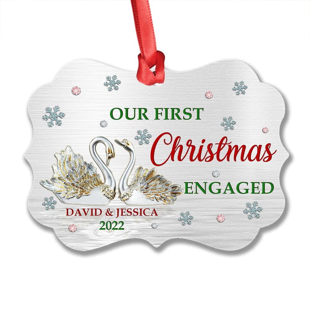 Personalized Aluminum Swan Jewelry Style Ornament First Engaged