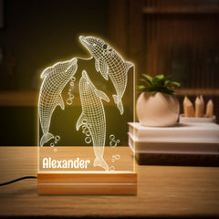 Personalized Animal Night Light Dolphin 3D Led With Custom Name