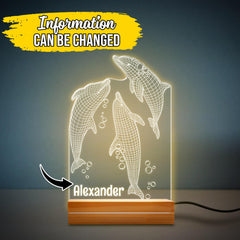 Personalized Animal Night Light Dolphin 3D Led With Custom Name