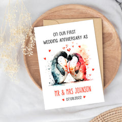 Personalized Anniversary Greeting Card On First Wedding Anniversary