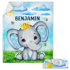 Personalized Baby Blanket Cute Elephant For Boy Nursery for Baby Boy