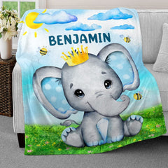 Personalized Baby Blanket Cute Elephant For Boy Nursery for Baby Boy