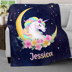 Personalized Baby Blanket Dreamy Unicorn for Baby Girl