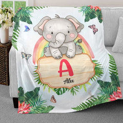 Personalized Baby Blanket Elephant Monogram for Baby Boy