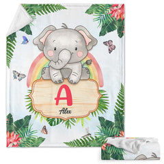 Personalized Baby Blanket Elephant Monogram for Baby Boy