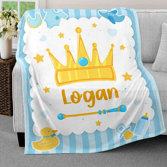 Personalized Baby Blanket King Crown For Baby Boy