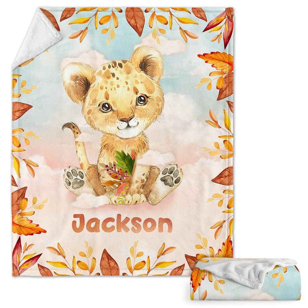 Personalized Baby Blanket Lion Baby Boy for Baby Boy