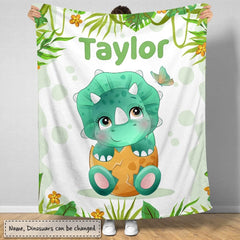 Personalized Baby Blanket Lovely Dinosaur for Baby Boy