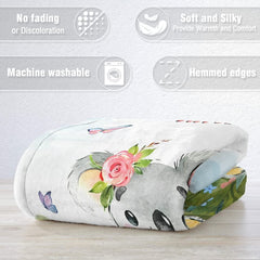 Personalized Baby Blanket Lovely Koala Flowers Theme for Baby Girl