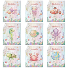 Personalized Baby Blanket Lovely Sea Turtle for Baby Girl