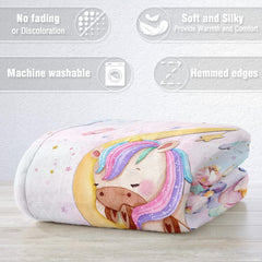 Personalized Baby Blanket Lovely Sleeping Unicorn for Baby Girl