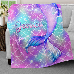Personalized Baby Blanket Mermaid Violet for Baby Girl